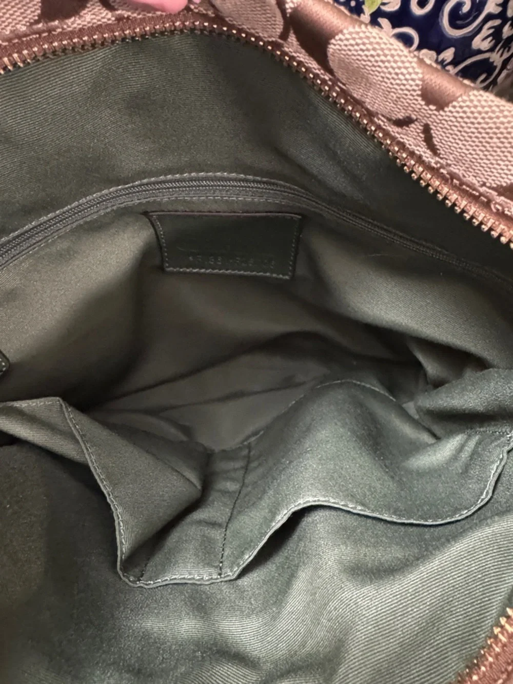 Coach Brown Signature Tote with Dark Green Python F25706